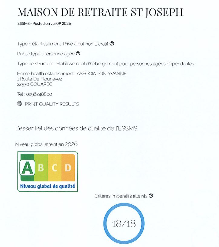 Evaluation HAS – Résultats de l&rsquo;EHPAD